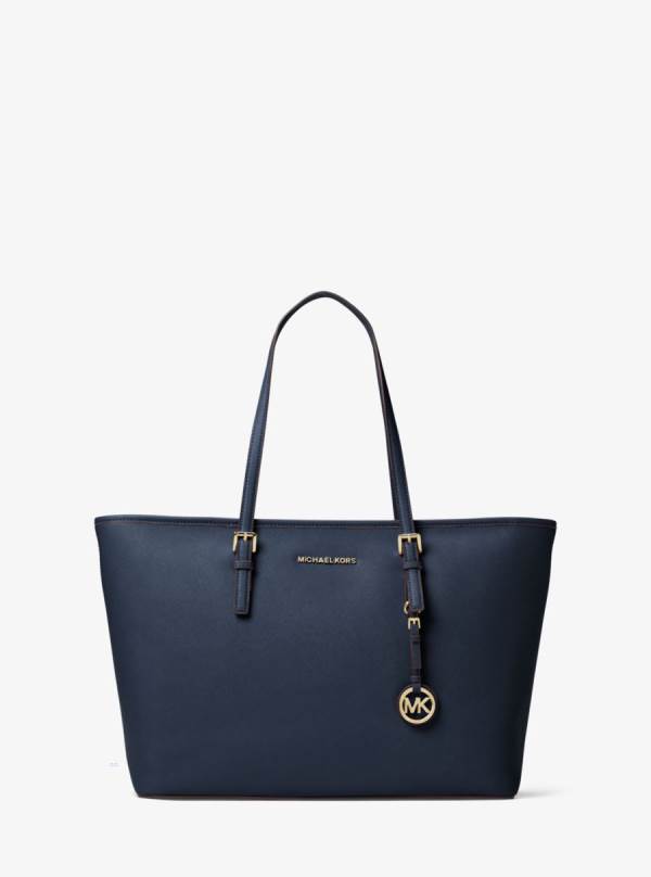 Damske Prenosná Taška Michael Kors Jet Set Medium Saffiano Leather Top-Zip Indigo - Kabelky Michael Kors Levně | RKHBQ-6401